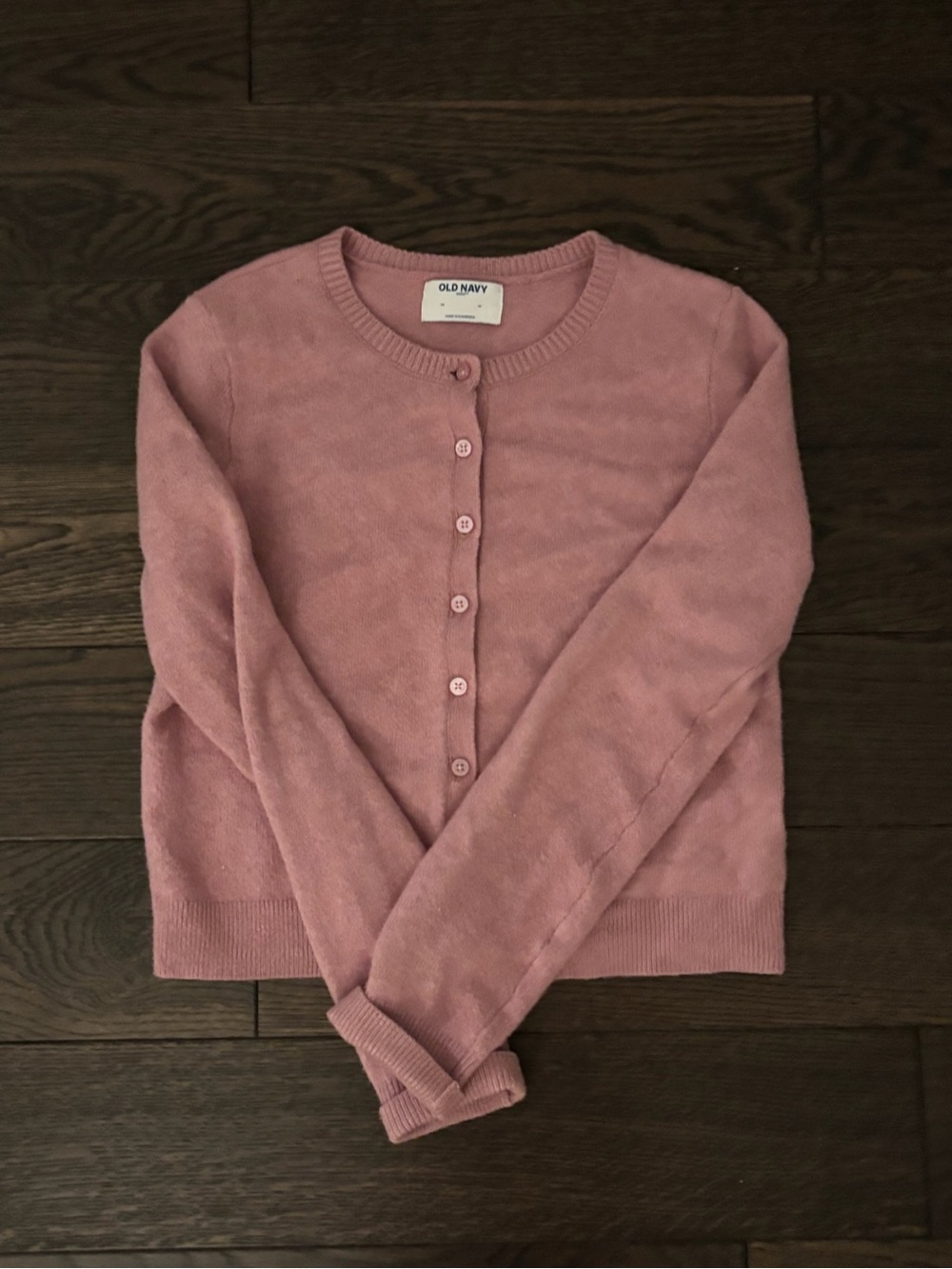 Old Navy Women's Rose Pink Button-Front Crewneck Cardigan